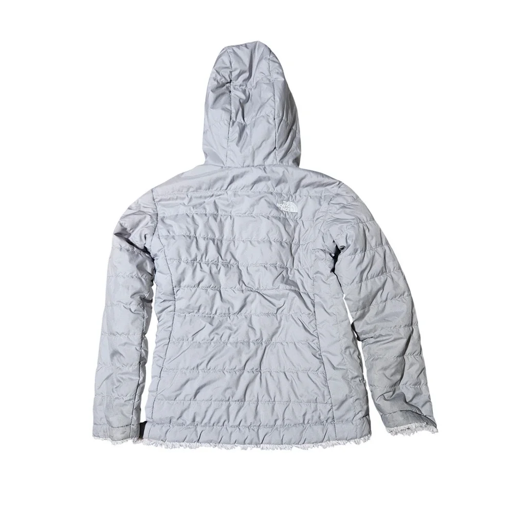 The North Face Girls Sz 6 Reversible Pink Warm Fuzzy Sherpa Lined Hooded Jacket - Picture 4 of 11